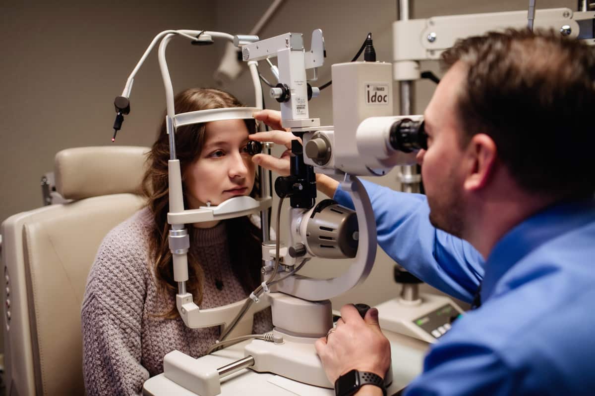 A woman being treated for Myopia
